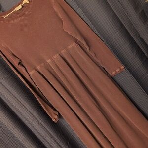 Moda International Empire Waist Plum Waffle Weave Long Sleeve Maxi Dress  Medium